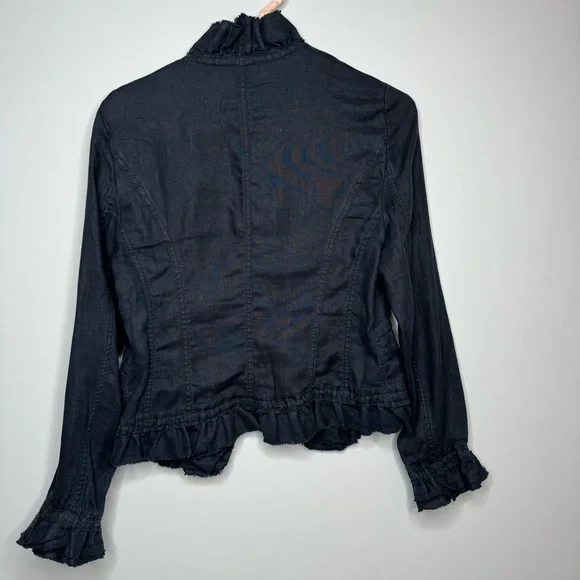 Black cropped linen jacket - Picture 3 of 13